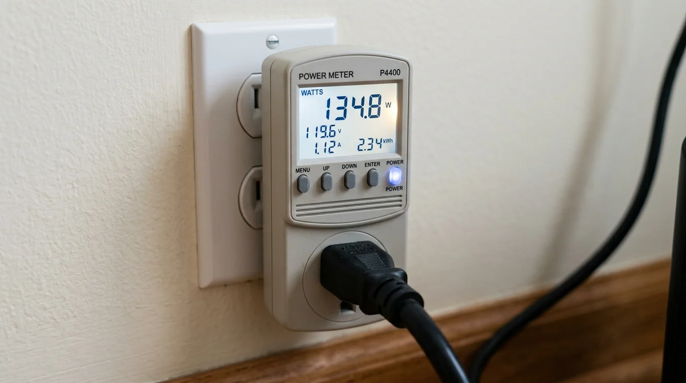 Digital plug-in electricity power watt meter measuring household appliance power consumption